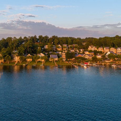 resort on the bay at sunset